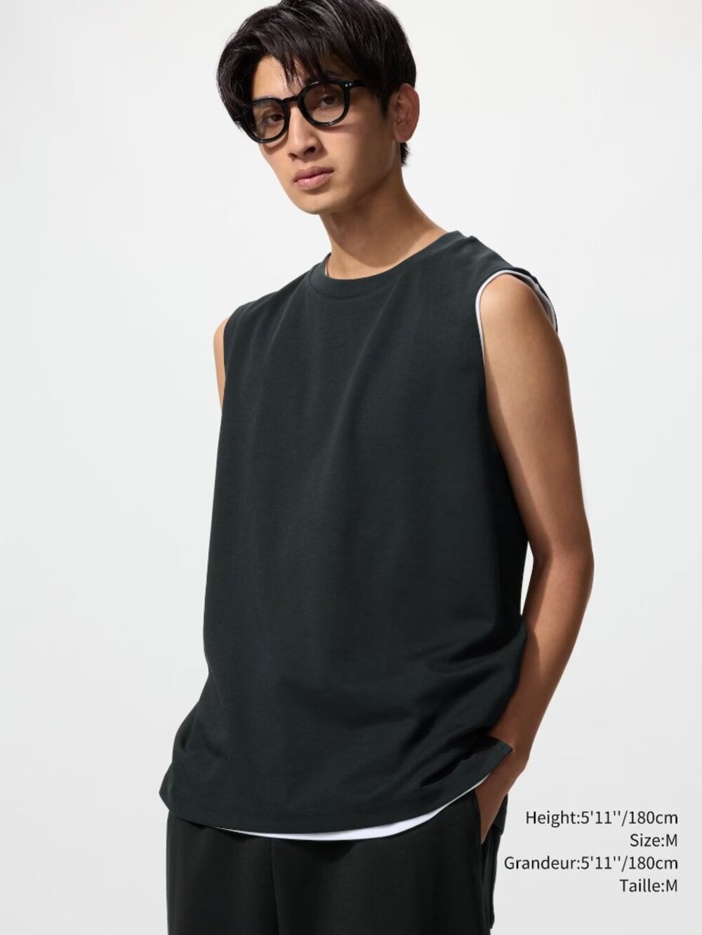 Uniqlo AIRism Cotton Sleeveless T-Shirt Tank Top - Black, Men's Medium
